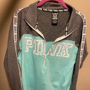 Teal and Grey Victoria’s Secret PINK Pullover Zip